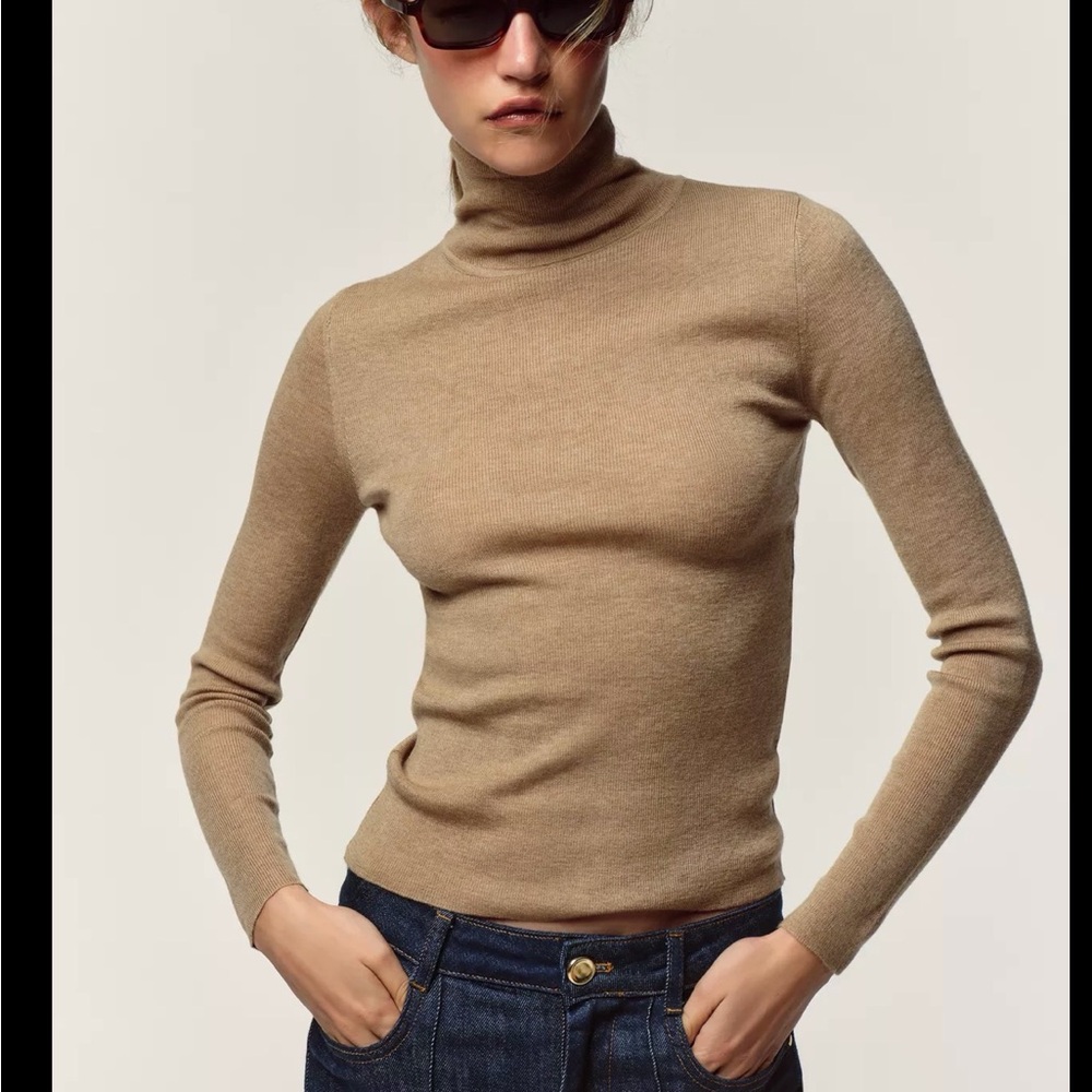 Zara Camel Turtleneck Sweater